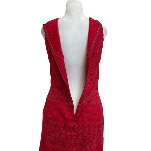 Tadashi Shoji Red Crochet Lace Jacques Midi Dress - Picture 4 of 12